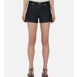 Frame 100% Cotton Button Fly Dark Wash Mini Denim Hang Shorts • Size 24